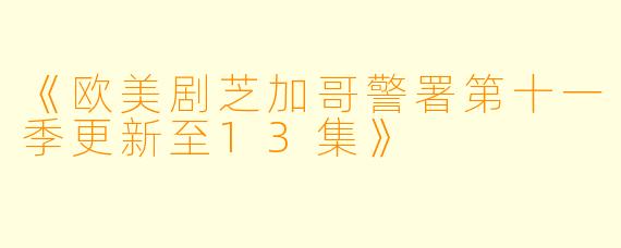 《欧美剧芝加哥警署第十一季更新至13集》