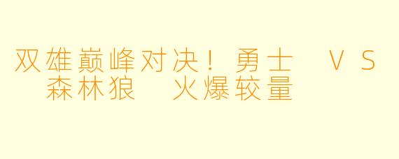 双雄巅峰对决！勇士 VS 森林狼 火爆较量