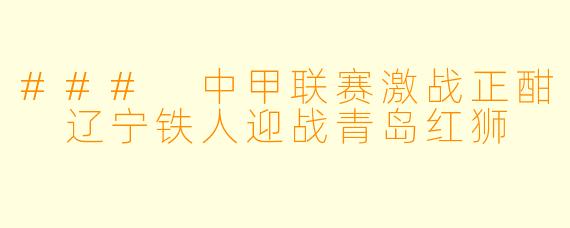 ### 中甲联赛激战正酣 辽宁铁人迎战青岛红狮