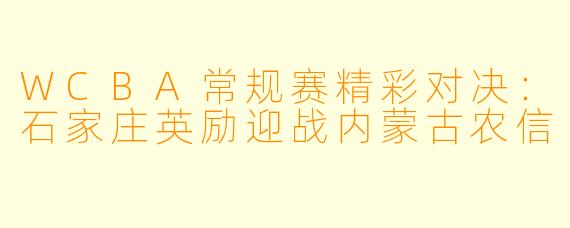 WCBA常规赛精彩对决：石家庄英励迎战内蒙古农信