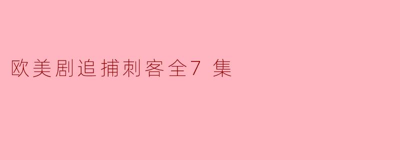 欧美剧追捕刺客全7集