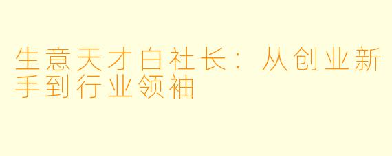 生意天才白社长：从创业新手到行业领袖