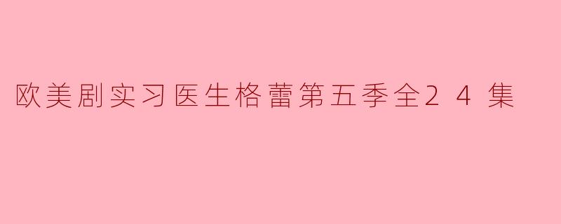 欧美剧实习医生格蕾第五季全24集