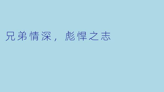 兄弟情深,彪悍之志