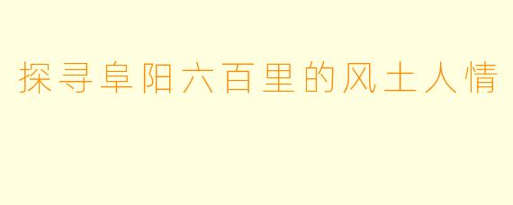 探寻阜阳六百里的风土人情