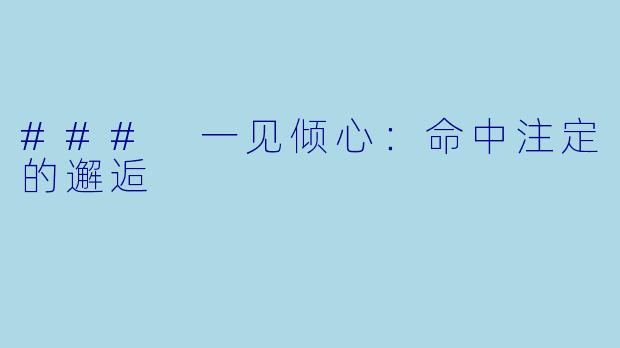 ### 一见倾心：命中注定的邂逅