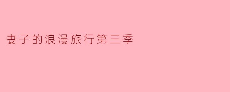 妻子的浪漫旅行第三季