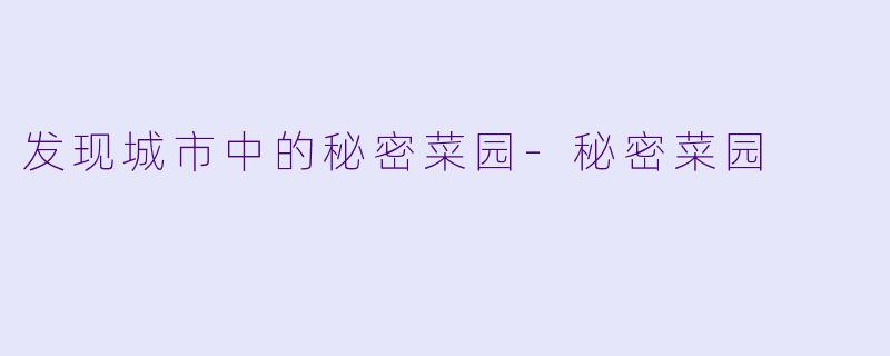 发现城市中的秘密菜园-秘密菜园