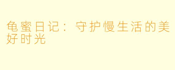 龟蜜日记：守护慢生活的美好时光