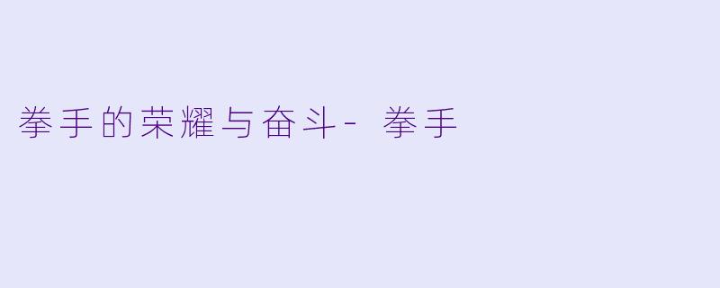 拳手的荣耀与奋斗-拳手