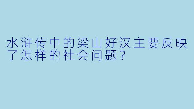 水浒传中的梁山好汉主要反映了怎样的社会问题？