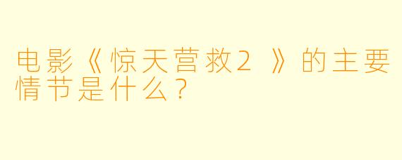电影《惊天营救2》的主要情节是什么？