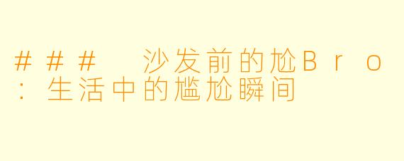 ### 沙发前的尬Bro：生活中的尴尬瞬间