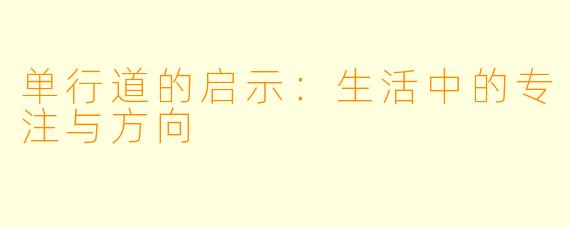 单行道的启示：生活中的专注与方向