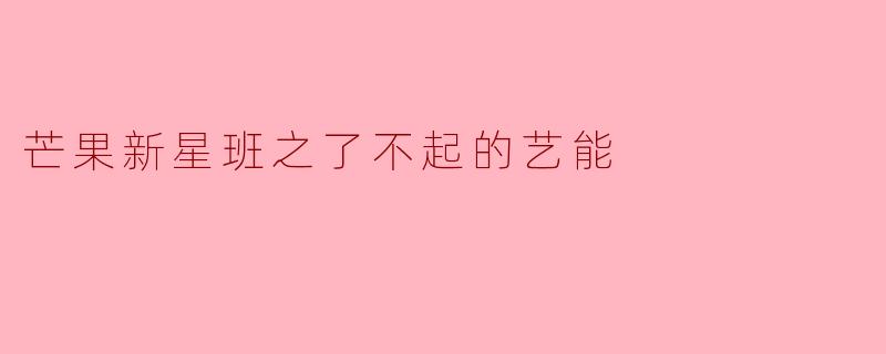 芒果新星班之了不起的艺能:追梦路上的星光