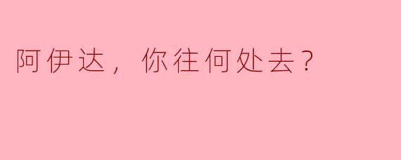 ### 阿伊达，你往何处去？