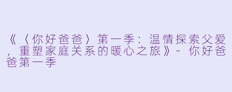 《〈你好爸爸〉第一季：温情探索父爱，重塑家庭关系的暖心之旅》-你好爸爸第一季