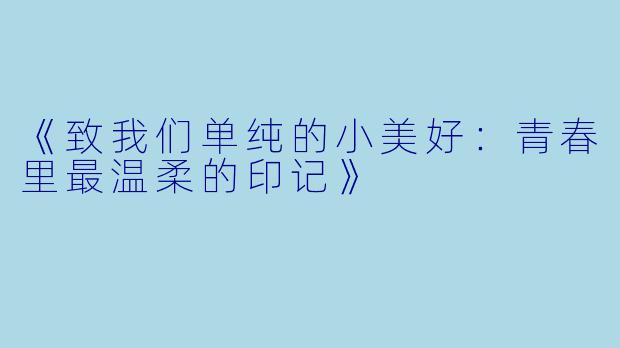 《致我们单纯的小美好：青春里最温柔的印记》