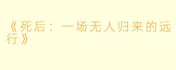 《死后：一场无人归来的远行》