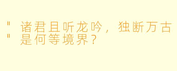 "诸君且听龙吟，独断万古"是何等境界？