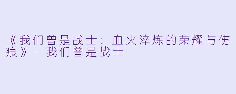 《我们曾是战士：血火淬炼的荣耀与伤痕》-我们曾是战士