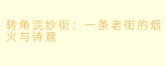 转角浣纱街：一条老街的烟火与诗意