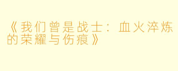 《我们曾是战士：血火淬炼的荣耀与伤痕》
