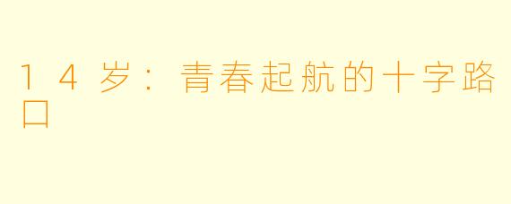 14岁：青春起航的十字路口