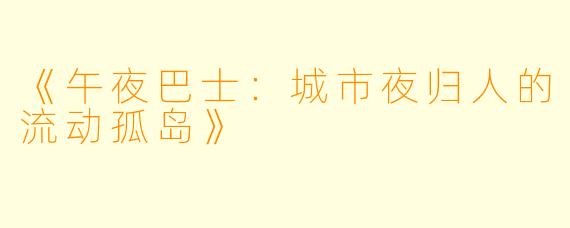 《午夜巴士：城市夜归人的流动孤岛》