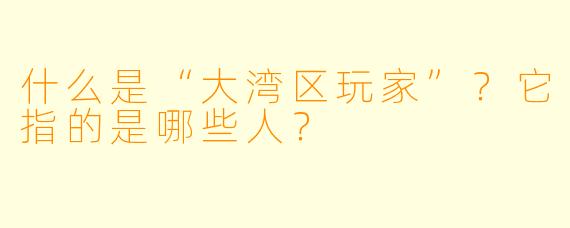 什么是“大湾区玩家”?它指的是哪些人?
