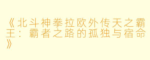 《北斗神拳拉欧外传天之霸王：霸者之路的孤独与宿命》