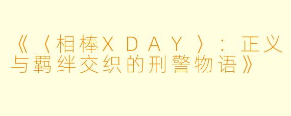 《〈相棒XDAY〉：正义与羁绊交织的刑警物语》