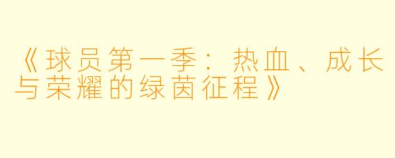 《球员第一季：热血、成长与荣耀的绿茵征程》