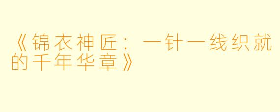 《锦衣神匠：一针一线织就的千年华章》