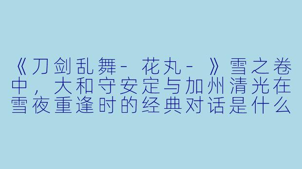 《刀剑乱舞-花丸-》雪之卷中,大和守安定与加州清光在雪夜重逢时的经典对话是什么?