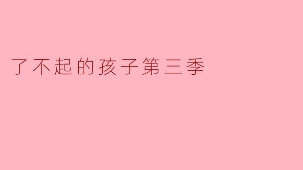 了不起的孩子第三季