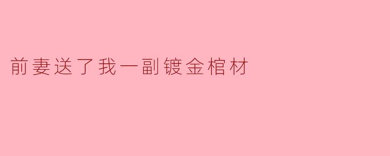 前妻送了我一副镀金棺材