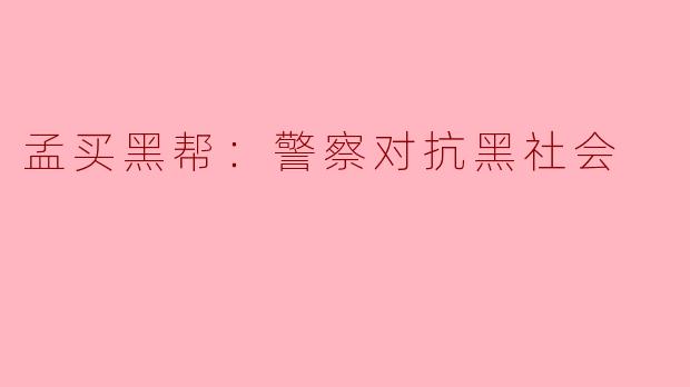 孟买黑帮：警察对抗黑社会