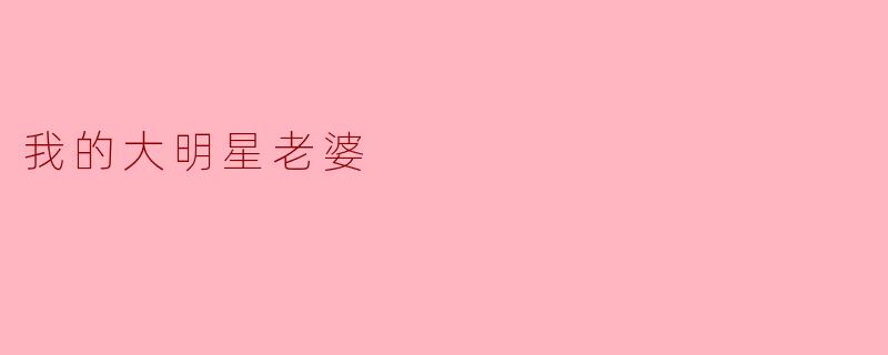 《我的大明星老婆:星光背后的平凡幸福》