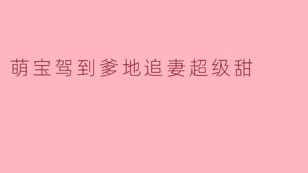 萌宝驾到爹地追妻超级甜