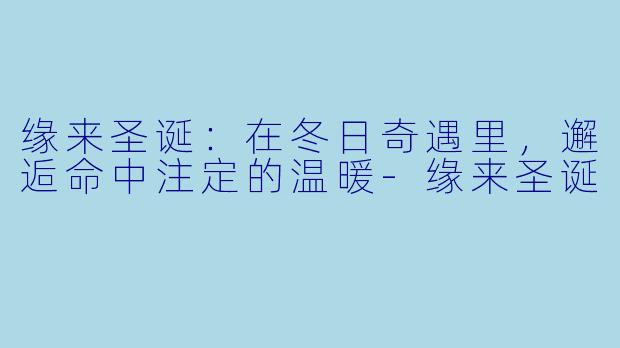 缘来圣诞：在冬日奇遇里，邂逅命中注定的温暖-缘来圣诞