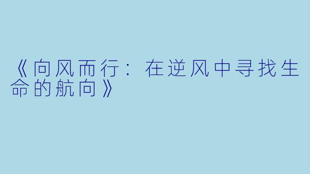 《向风而行：在逆风中寻找生命的航向》