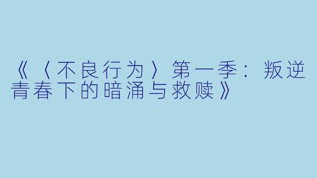 《〈不良行为〉第一季：叛逆青春下的暗涌与救赎》