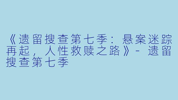 《遗留搜查第七季：悬案迷踪再起，人性救赎之路》-遗留搜查第七季