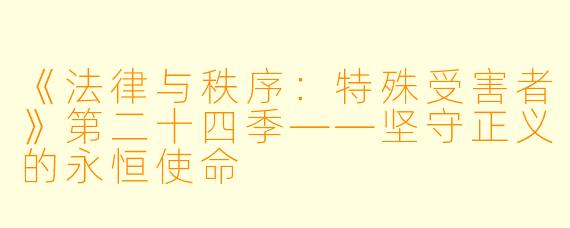 《法律与秩序：特殊受害者》第二十四季——坚守正义的永恒使命
