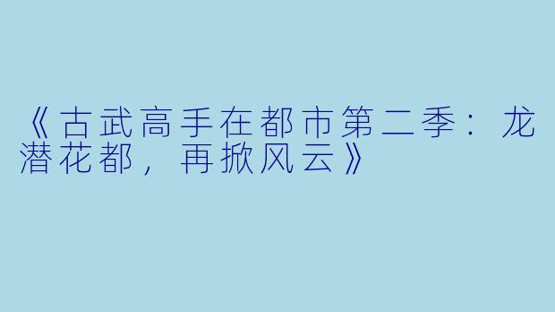 《古武高手在都市第二季：龙潜花都，再掀风云》