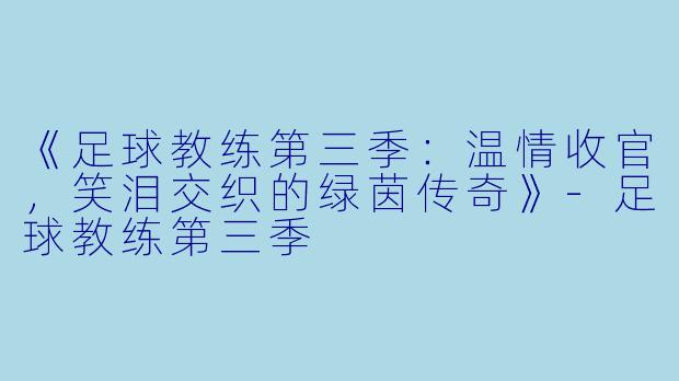 《足球教练第三季：温情收官，笑泪交织的绿茵传奇》-足球教练第三季