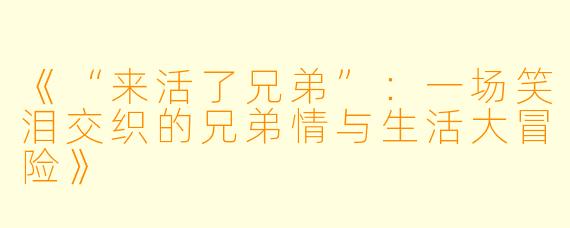 《“来活了兄弟”：一场笑泪交织的兄弟情与生活大冒险》