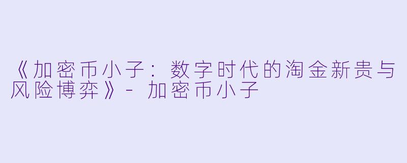 《加密币小子：数字时代的淘金新贵与风险博弈》-加密币小子
