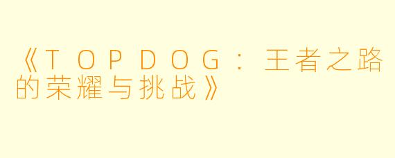 《TOPDOG：王者之路的荣耀与挑战》
